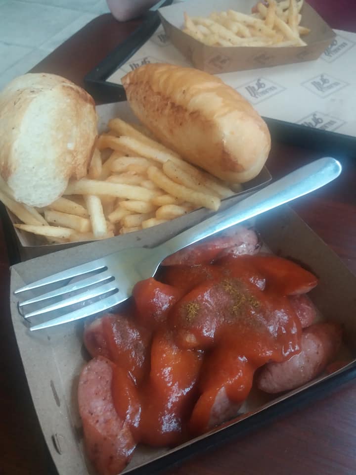 Currywurst from Valhalla Grill.