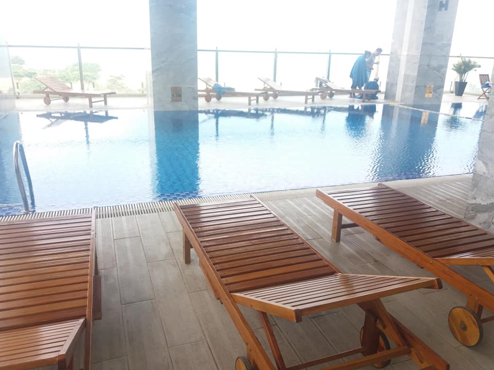 Second floor swimming pool overlooking the sea in Xavier Hotel, Nha Trang.