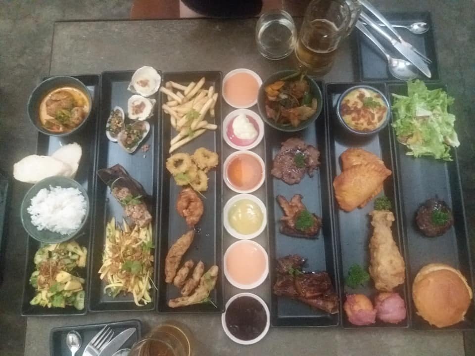 Seafood and meat platters at Nom Nom restaurant, Nha Trang.