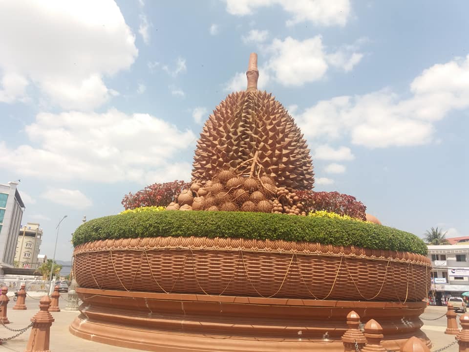 Durian roundabout in Kampot.