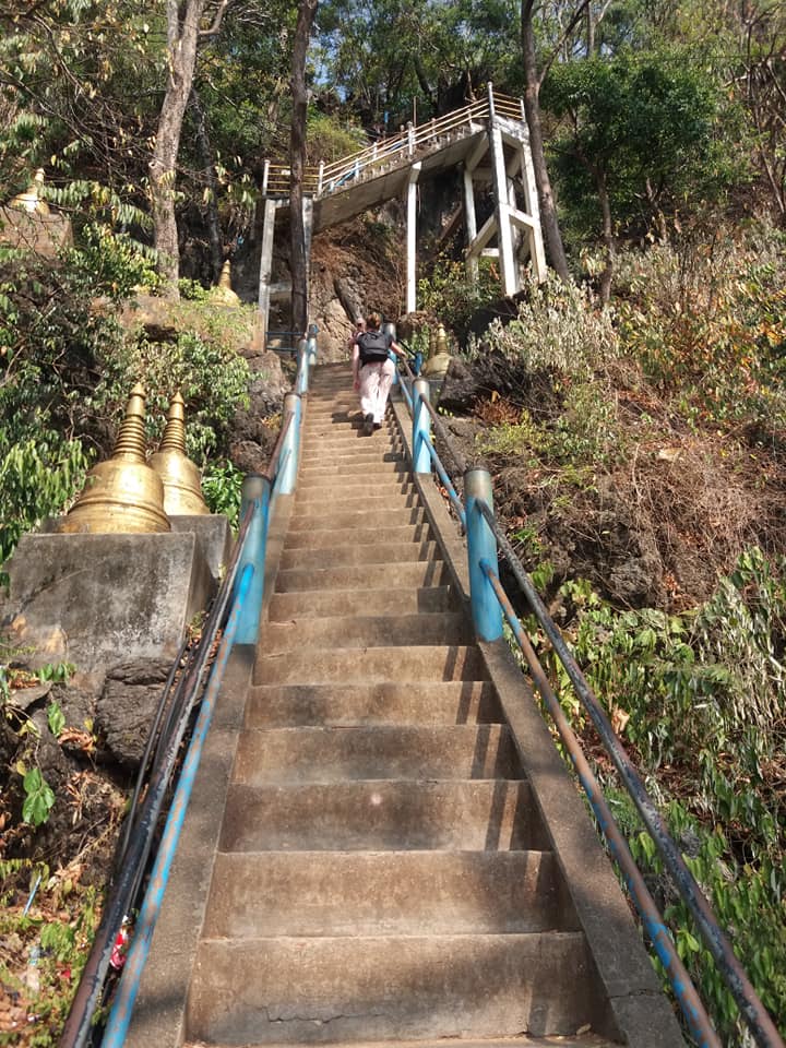 Climbing the steps at Tiger Cave Temple, Krabi.