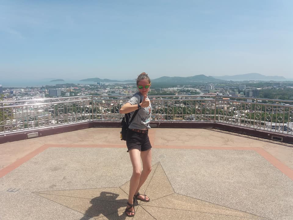 Joanna on top of the world at Rang Hill, Phuket Town.
