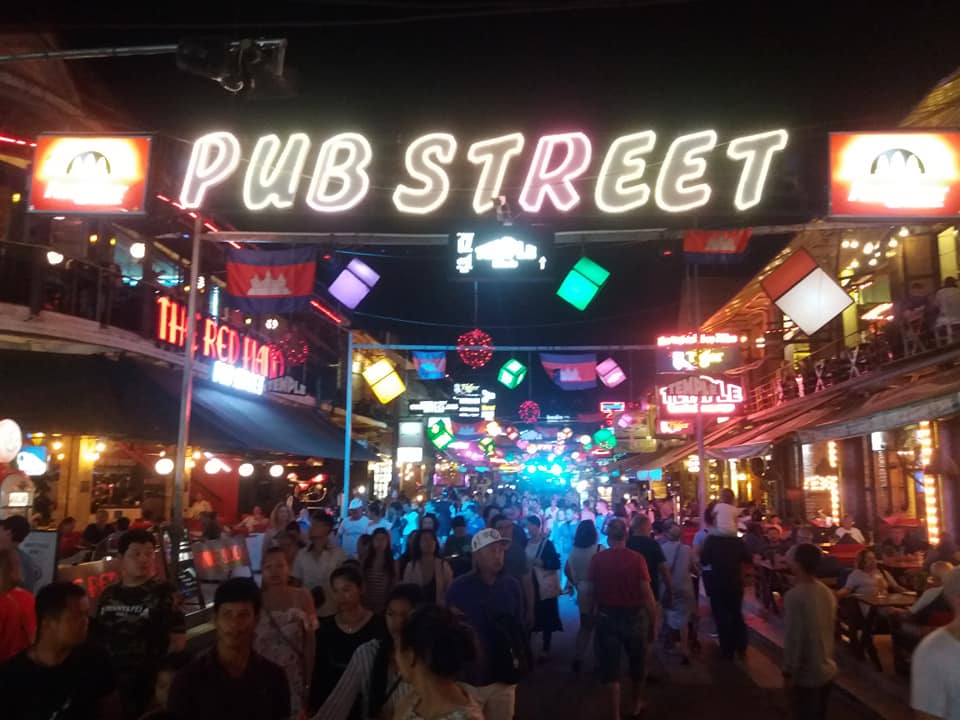 The famous 'Pub Street' in Siem Reap.
