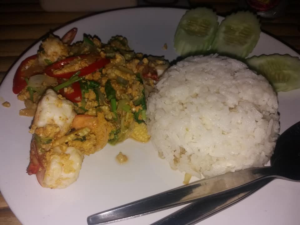 Prawn yellow curry for just 70 baht.